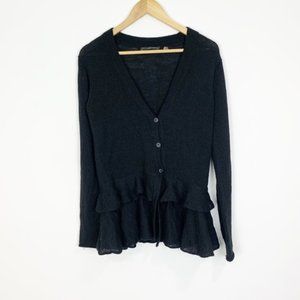 Peruvian Connection Alpaca Ruffled Hem Cardigan M